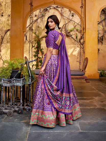 Purple Color Tasar Silk Lehenga Choli 