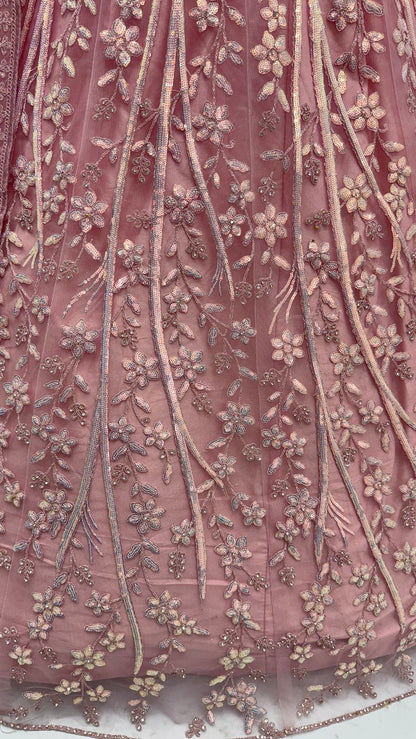 Pink Pure Soft Net Heavy Embroidery Work Bridal Lehenga Bridal Lehenga Anant Tex Exports Pvt.Ltd..
