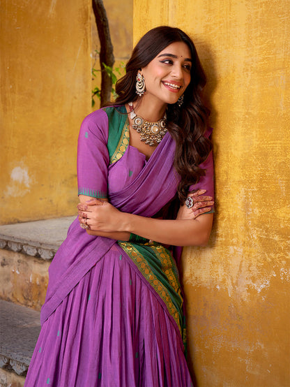 Purple Color Zari Weaving Work Chanderi Lehenga Chol 