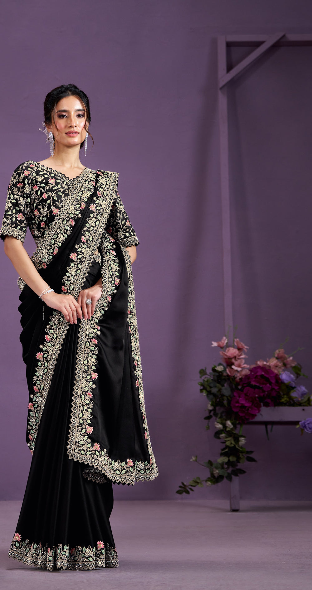 Crape Sartin Silk Saree