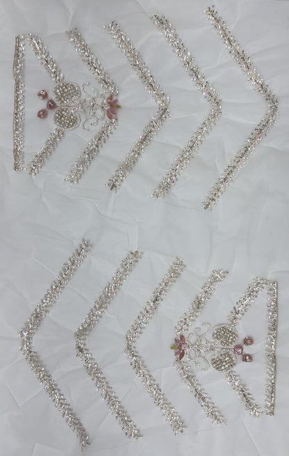 White Pure Heavy Net Motif Handwork Zari Sequins Work Bridal Lehenga Choli
