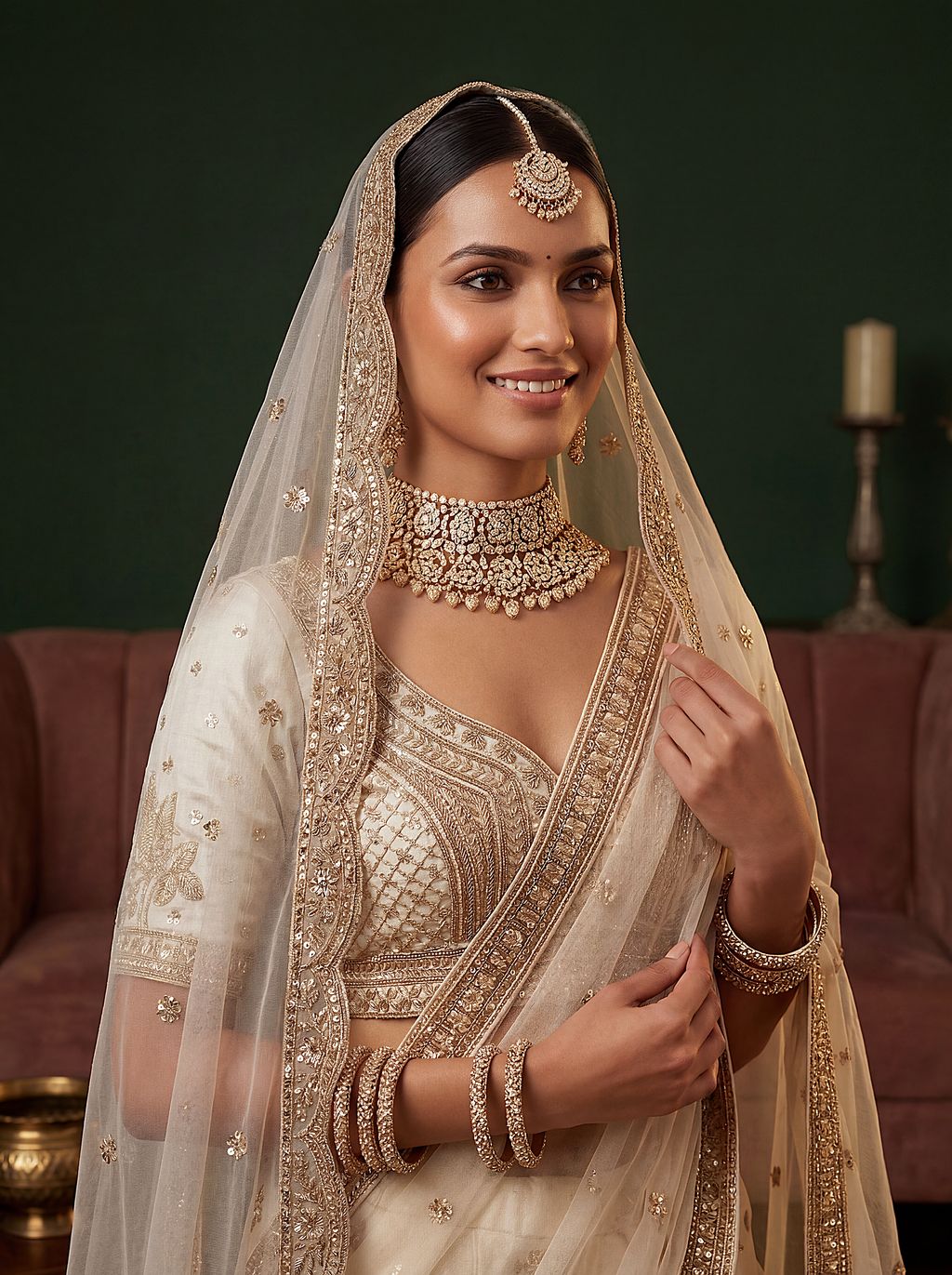 Off White Pure Soft Gadwal Silk Heavy Embroidery Work Bridal Lehenga Choli 