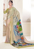 Sea Pure Soft Crape With Flower Digital Prints Satin Saree 