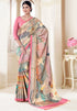 Multicolor Pure Soft Crape With Flower Digital Prints Satin Saree 
