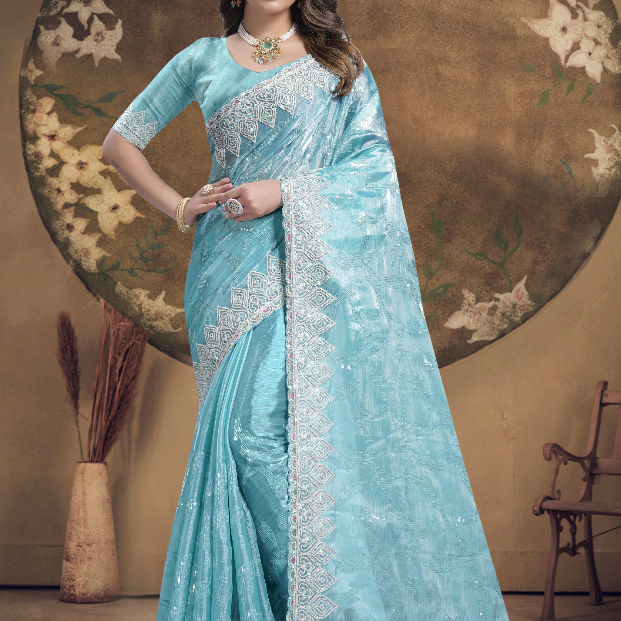 Beautiful Designer Occasion Wear Jimmy Choo Silk Saree