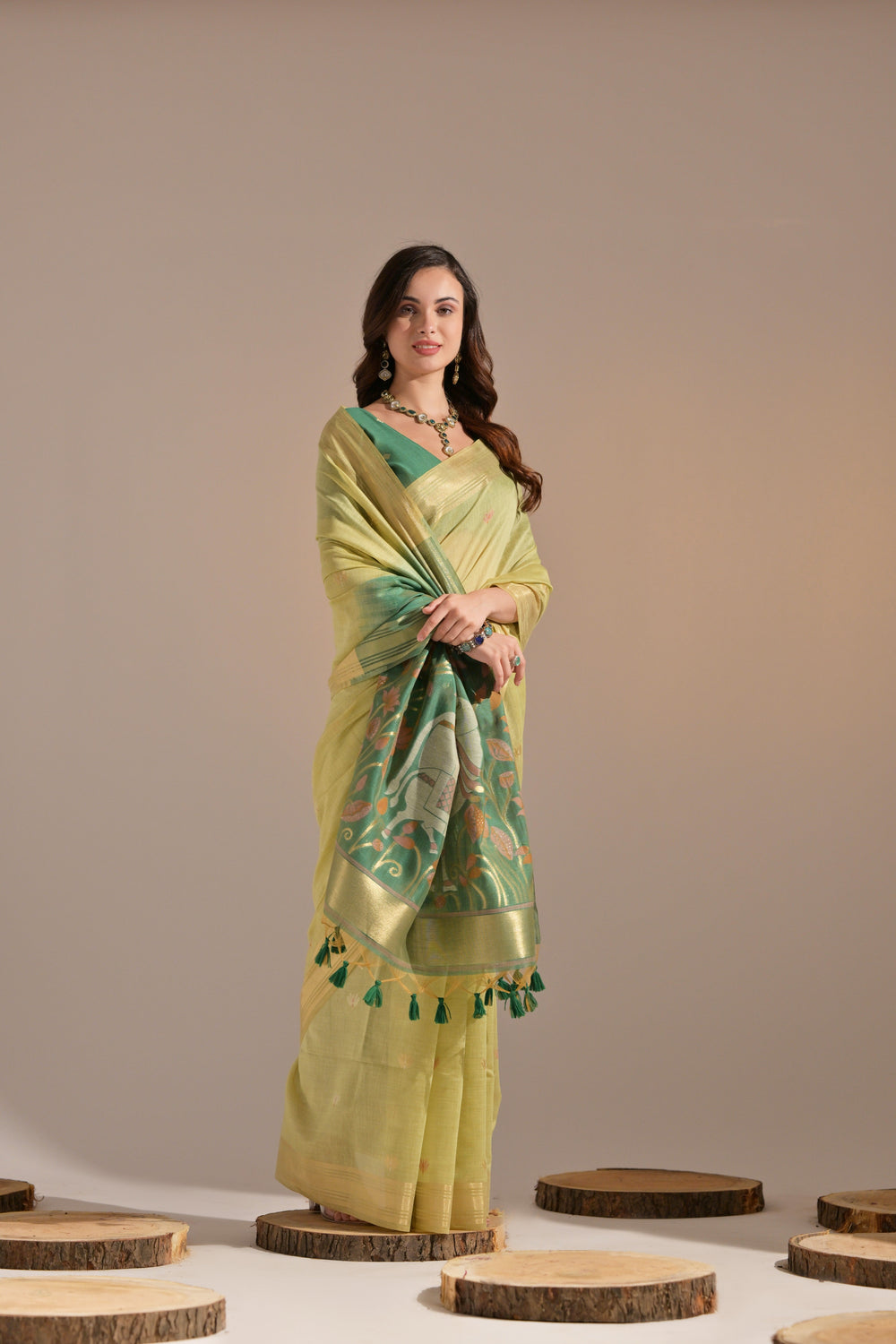Light Sun Yellow Soft Muga Cotton Saree Munga Cotton Saree Anant Tex Exports Pvt.Ltd..