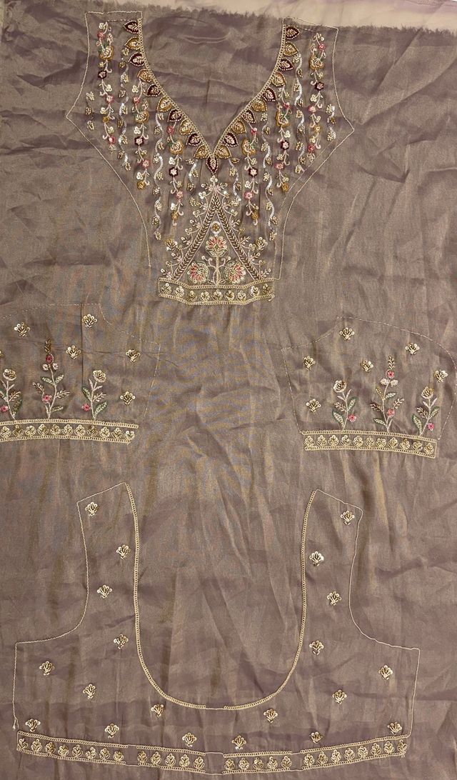Light Brown Pure Chandnia Silk Handwork Motif Peacock Pattern Crystal Beads Multi Thread Dori &amp; Sequins Work Bridal Lehenga Choli