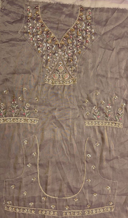 Light Brown Pure Chandnia Silk Handwork Motif Peacock Pattern Crystal Beads Multi Thread Dori &amp; Sequins Work Bridal Lehenga Choli