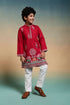 Red Pure Viscose Silk Kids Boy Kurta Pajama 