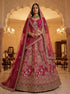Pink Pure Soft Gadwal Silk Heavy Embroidery Work Bridal Lehenga 