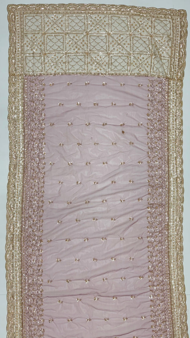 Wine Pure Premium Net Handwork Kasti &amp; Motif Zari Metallic Sequins Work Wedding Saree