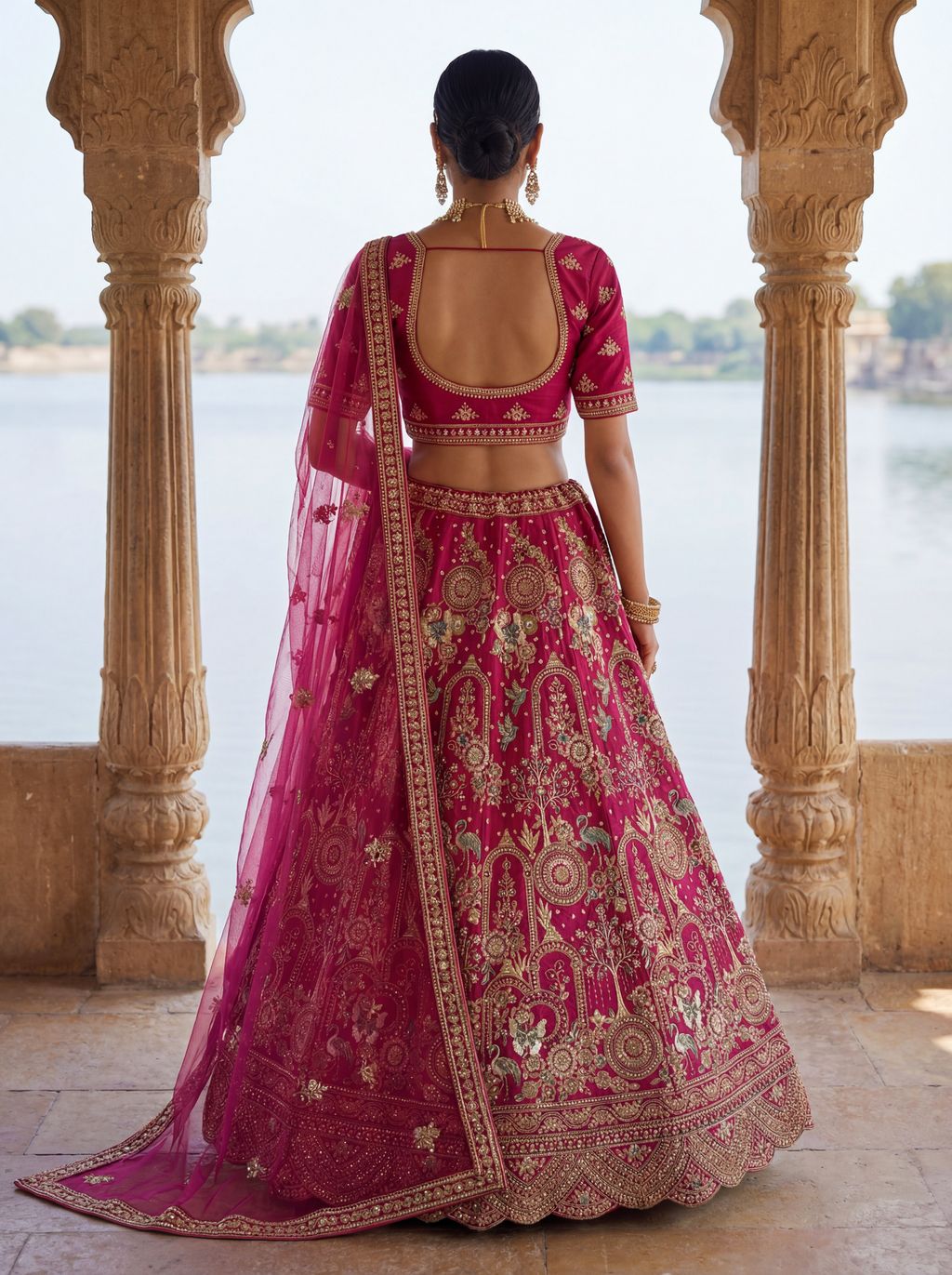 Rani Pink Pure Soft Silk Heavy Embroidery Work Bridal Lehenga 
