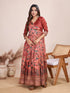 Peach Pure Silk Blend Kalamkari Anarkali Gown Anarkali Gown Anant Tex Exports Pvt.Ltd..