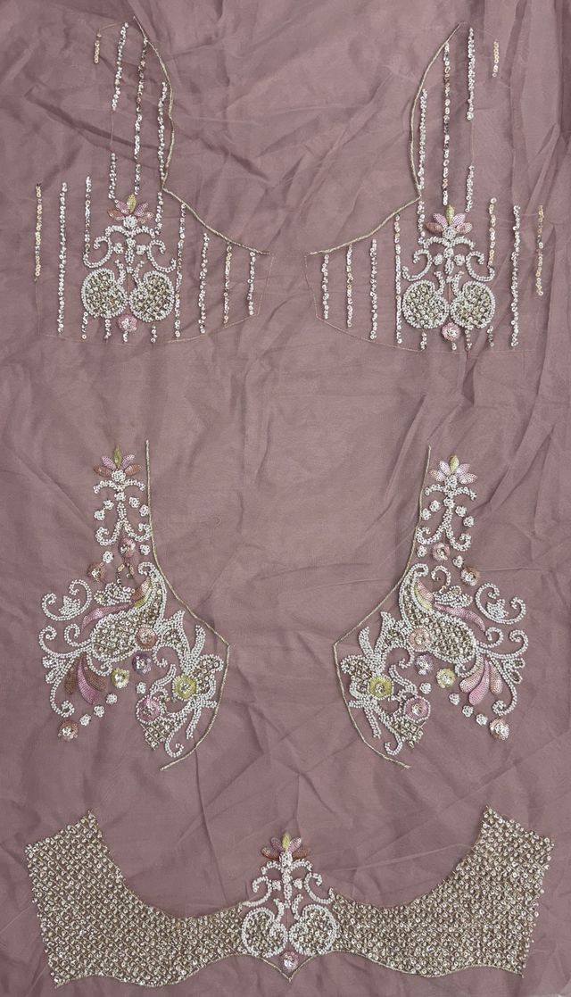Lilac Pure Heavy Net Motif Handwork Zari Sequins Work Bridal Lehenga Choli