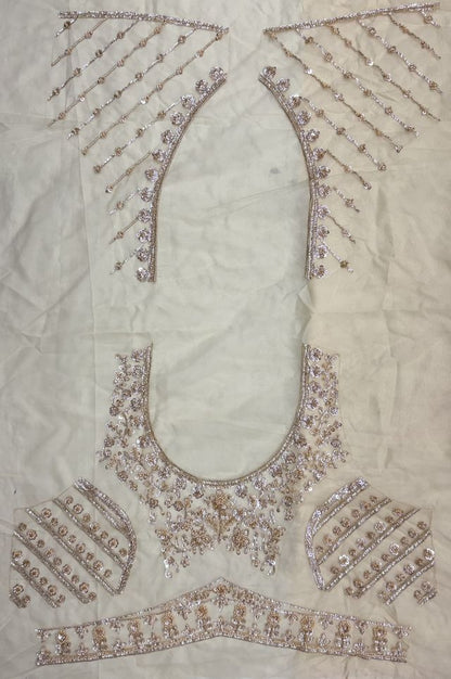 Beige Pure Heavy Net Motif Handwork Zari Sequins Work Bridal Lehenga Choli