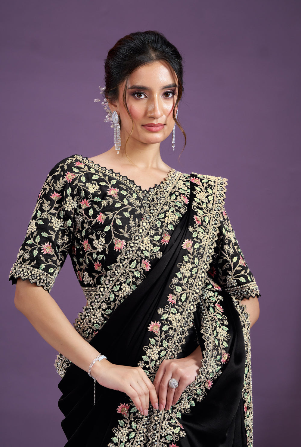 Crape Sartin Silk Saree