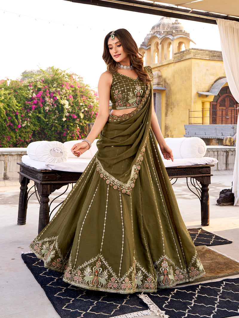 Mehndi Color Chocolate Crush Chaniya Choli 