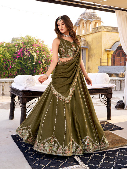 Mehndi Color Chocolate Crush Chaniya Choli 