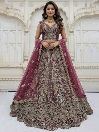 Onion Pure Soft Orgenza Sequins Work Bridal Lehenga Choli Organza Lehenga Choli Anant Tex Exports Pvt.Ltd..