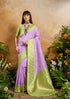 Lavender Pure Soft Handloom Weaving Silk Saree 