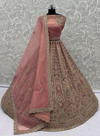 Pyazi Pure Soft Heavy Net Sequins Embroidery Work Bridal Lehenga 