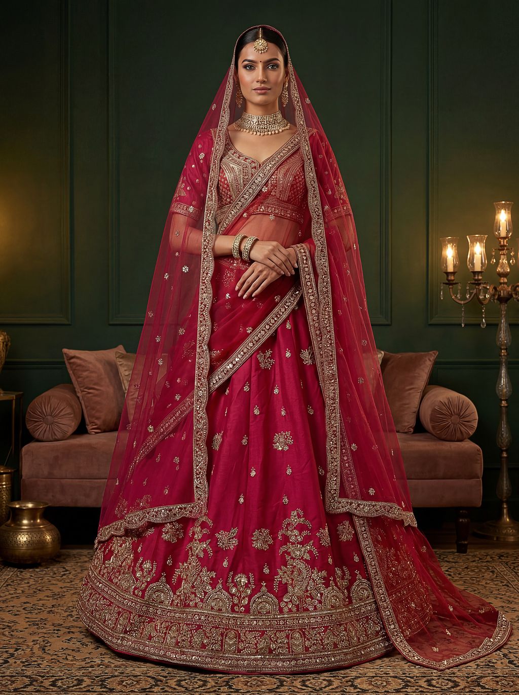 Rani Pure Soft Gadwal Silk Heavy Embroidery Work Bridal Lehenga Choli 