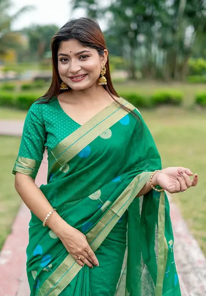 Green Pure Linen Silk Jamdani Saree Linen Saree Anant Tex Exports Pvt.Ltd..