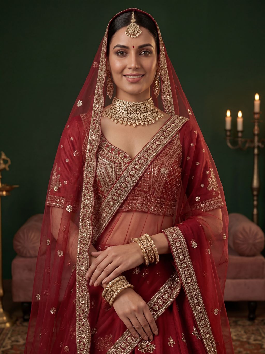 Maroon Pure Soft Gadwal Silk Heavy Embroidery Work Bridal Lehenga 