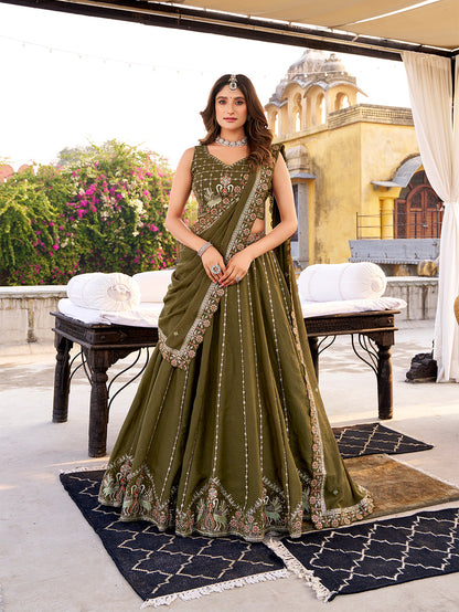 Mehndi Color Chocolate Crush Chaniya Choli 