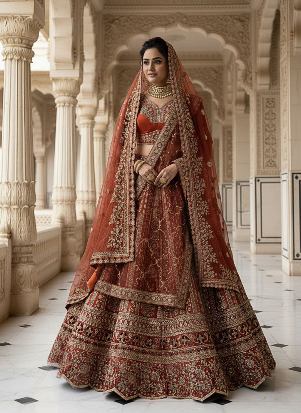 Orange Pure Soft Silk Premium Bridal Lehenga Choli