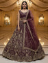 Merlot Pure Soft Net Heavy Embroidery Work Bridal Lehenga Bridal Lehenga Anant Tex Exports Pvt.Ltd..