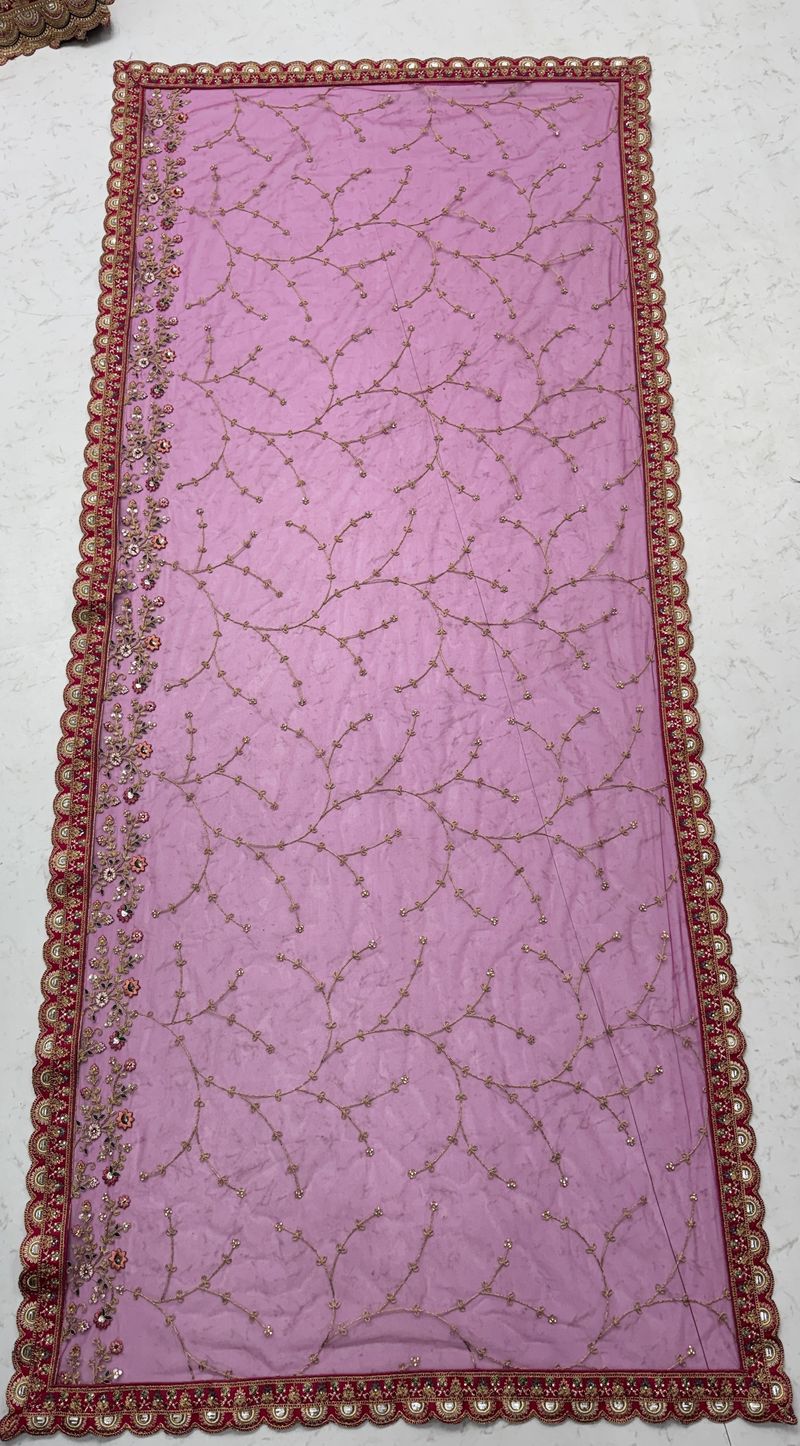 Pink Pure Soft Gadwal Silk Heavy Embroidery Work Bridal Lehenga 