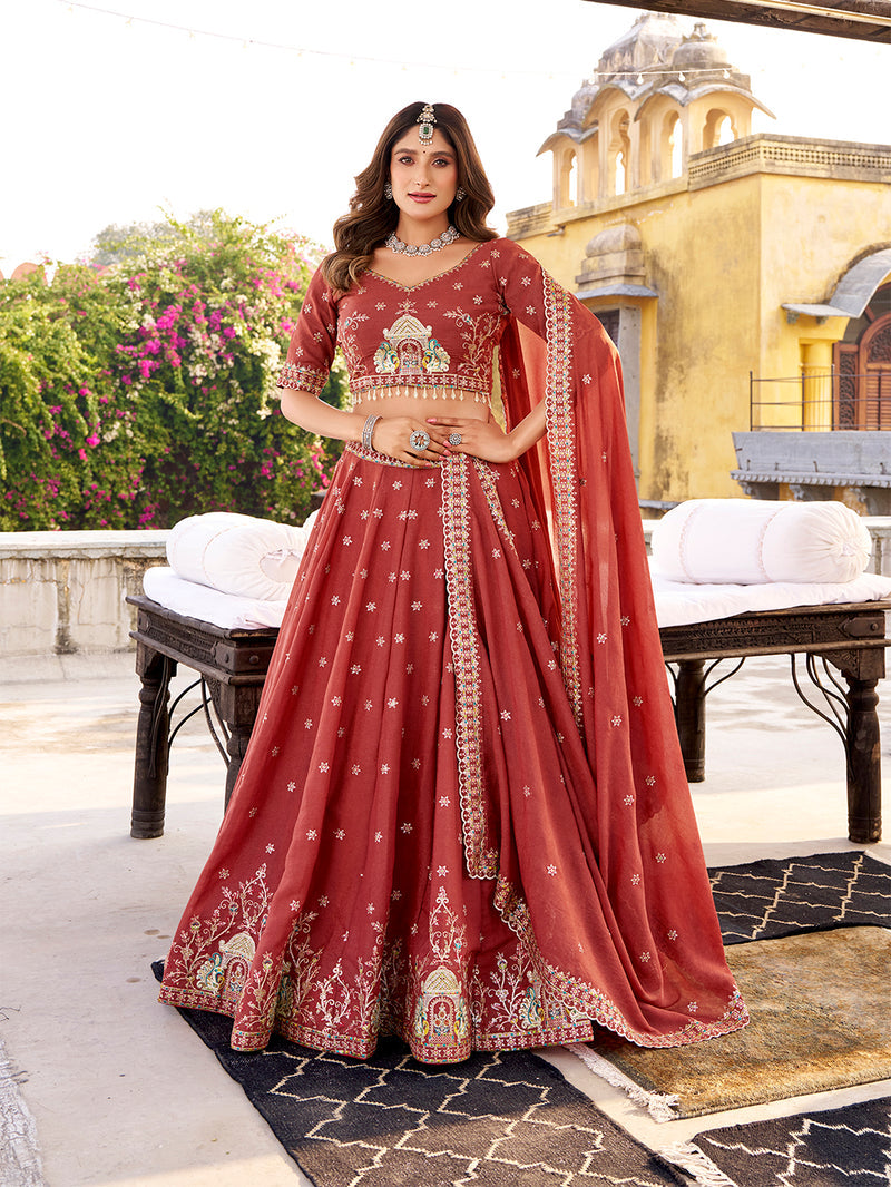 Salmon Color Chocolate Crush Chaniya Choli ##color## Sequins Lehenga with premium fabric and embroidery