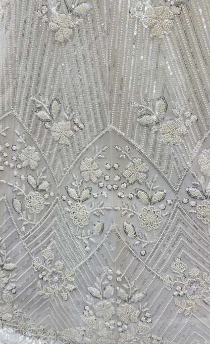 White Pure Heavy Net Motif Handwork Zari Sequins Work Bridal Lehenga Choli