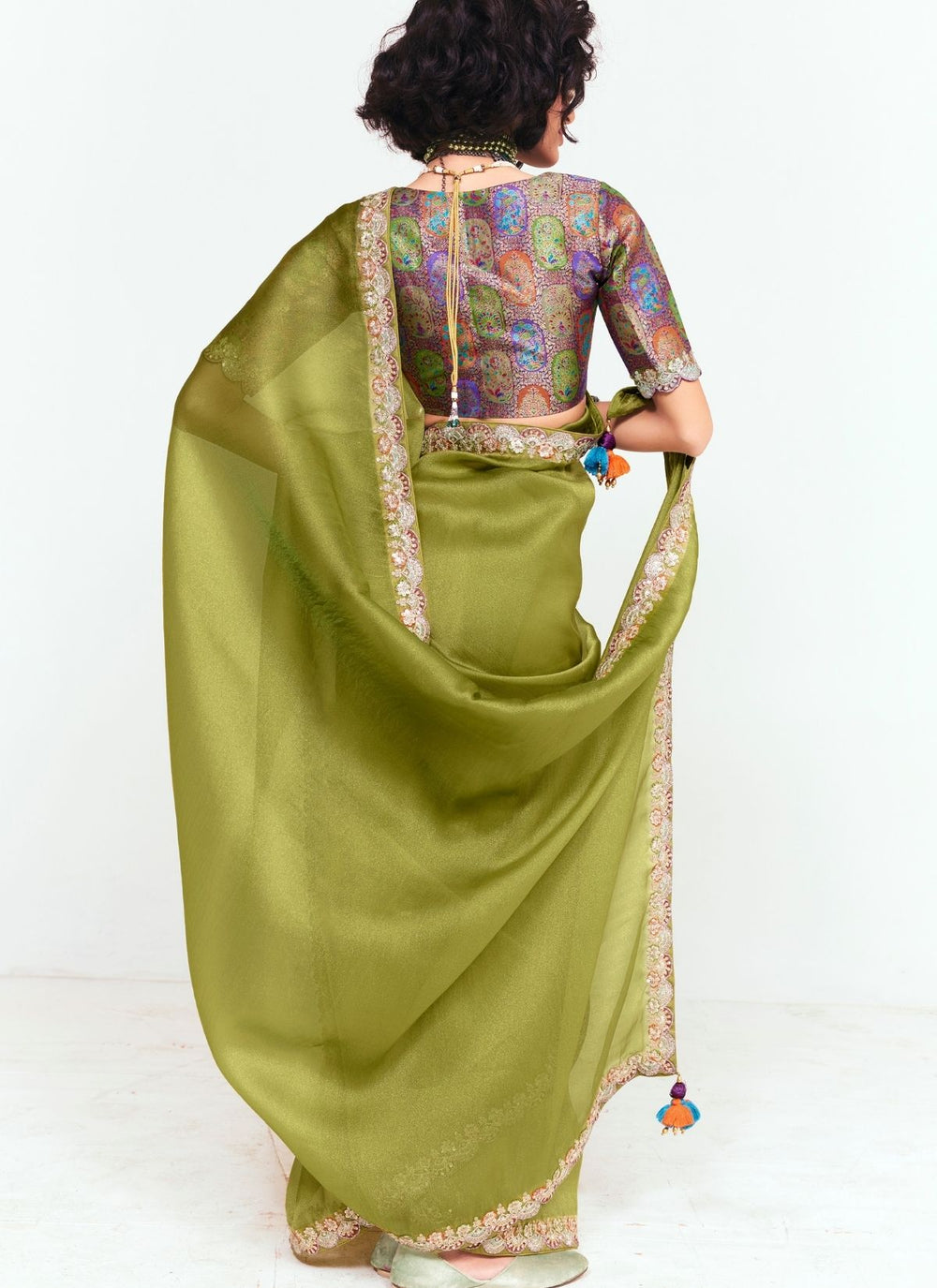 Olive Green Pure Soft Fancy Febric Party Wear Premium Saree