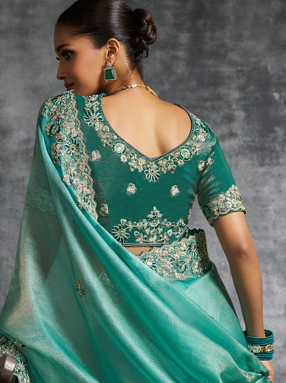Green Premium Zari Tissue Silk Bridal Saree 