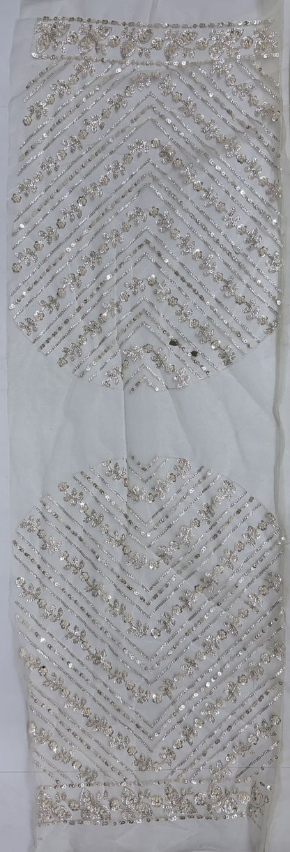Cream Pure Heavy Net Motif Handwork Zari Sequins Work Bridal Lehenga Choli