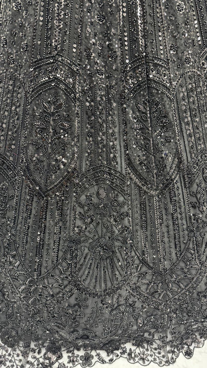 Black Pure Soft Net Heavy Embroidery Work Bridal Lehenga