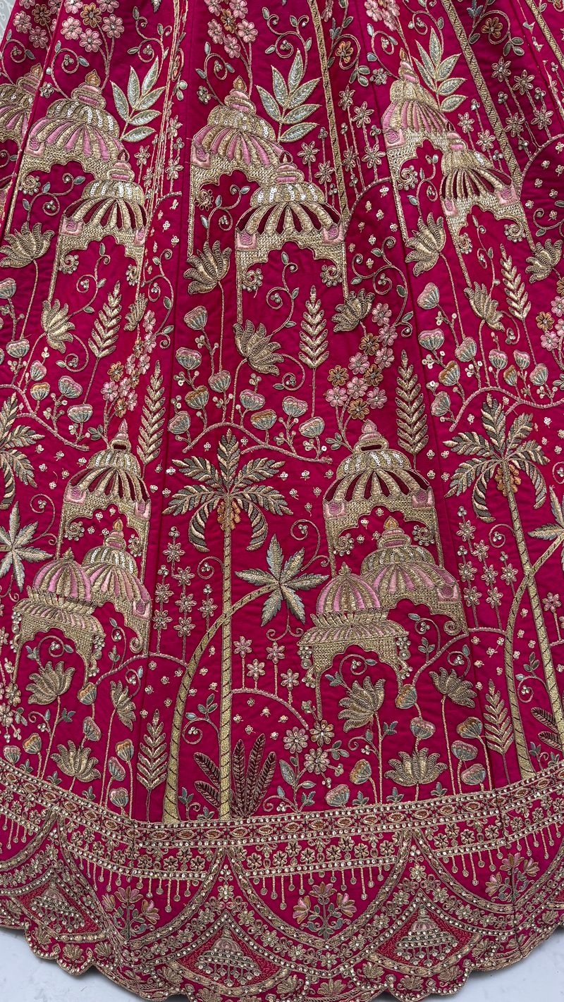 Rani Pink Pure Soft Silk Heavy Embroidery Work Bridal Lehenga 