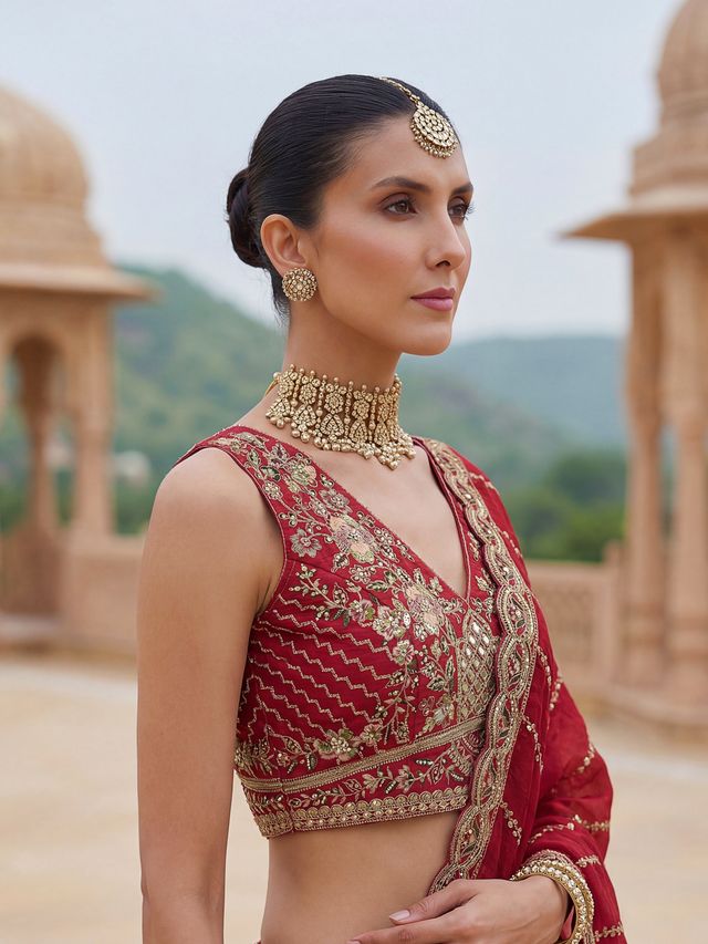 Multicolour Pure Soft Silk Heavy Embroidery Work Bridal Lehenga 