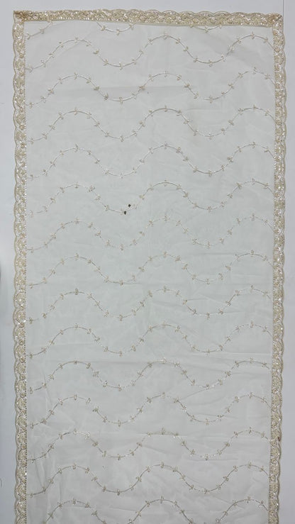 Cream Pure Heavy Net Motif Handwork Zari Sequins Work Bridal Lehenga Choli
