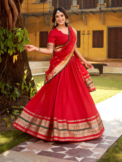 Red color Chanderi Ghaghra Choli 