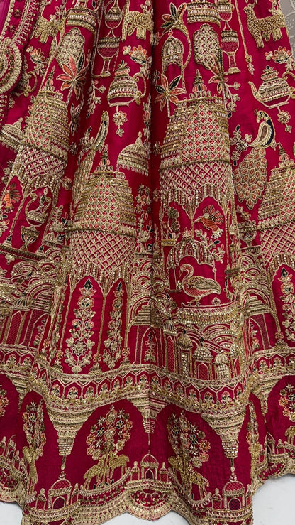 Red Pure Soft Heavy Silk Khatali Work Bridal Lehenga Choli Wedding Lehenga Choli Anant Tex Exports Pvt.Ltd..