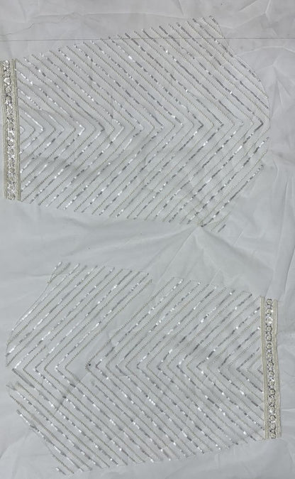 White Pure Heavy Net Motif Handwork Zari Sequins Work Bridal Lehenga Choli