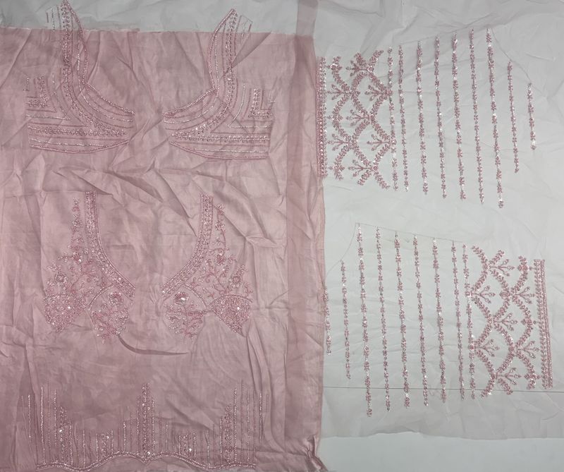 Pink Pure Heavy Net Motif Handwork Zari Sequins Work Bridal Lehenga Choli