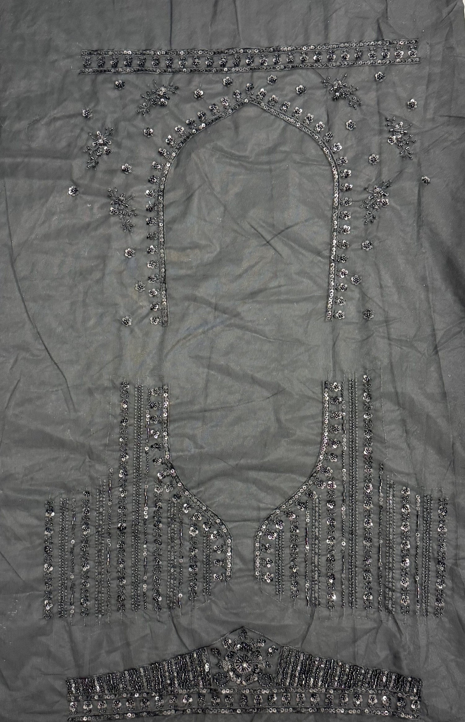 Z Black Pure Heavy Net Monochrome Sequins Zari Embroidery Work Net Bridal Lehenga Choli