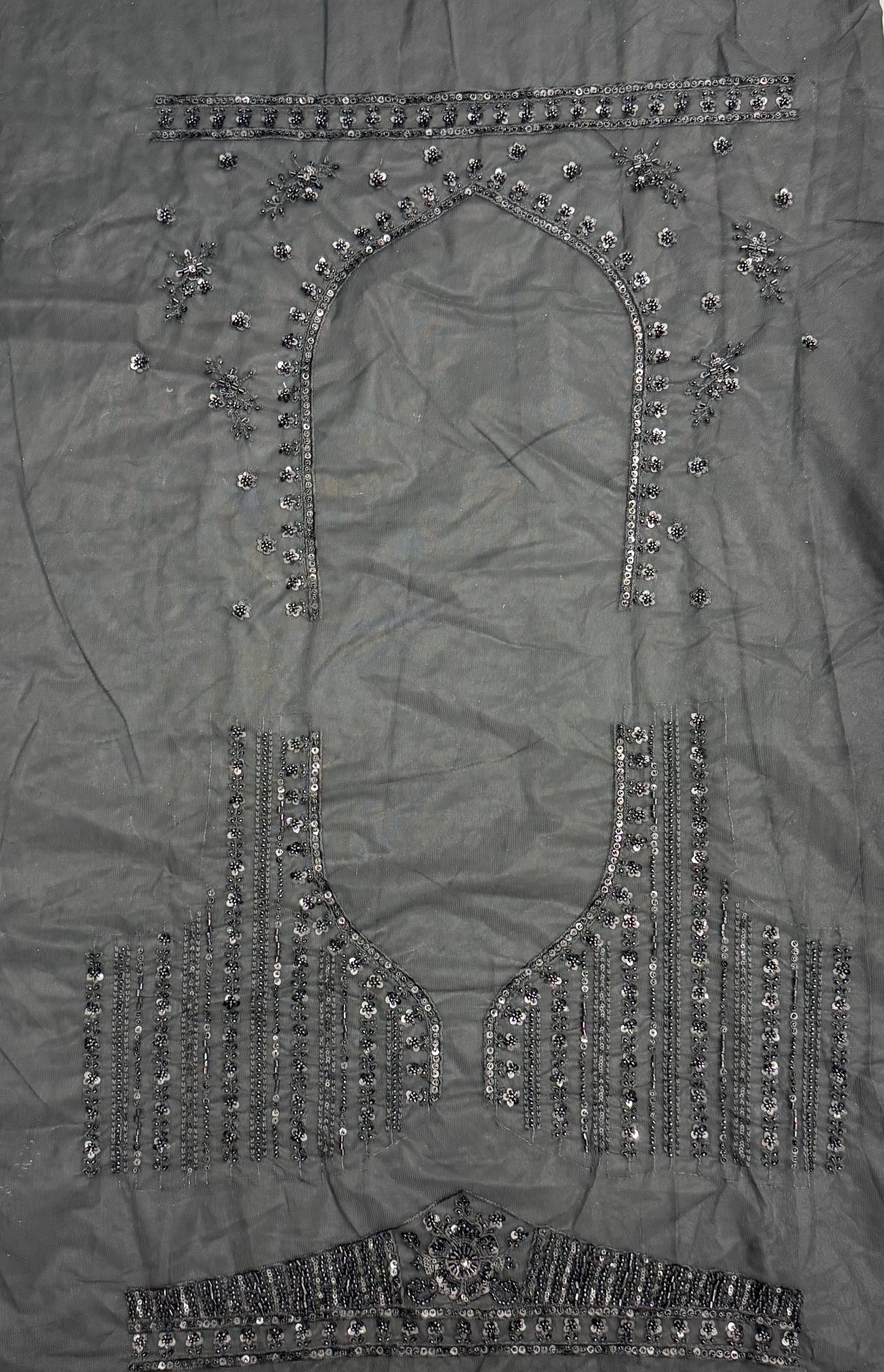 Z Black Pure Heavy Net Monochrome Sequins Zari Embroidery Work Net Bridal Lehenga Choli
