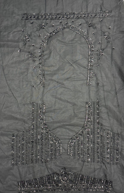 Z Black Pure Heavy Net Monochrome Sequins Zari Embroidery Work Net Bridal Lehenga Choli