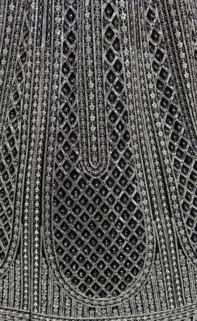 Black Pure Soft Net Heavy Embroidery Work Bridal Lehenga