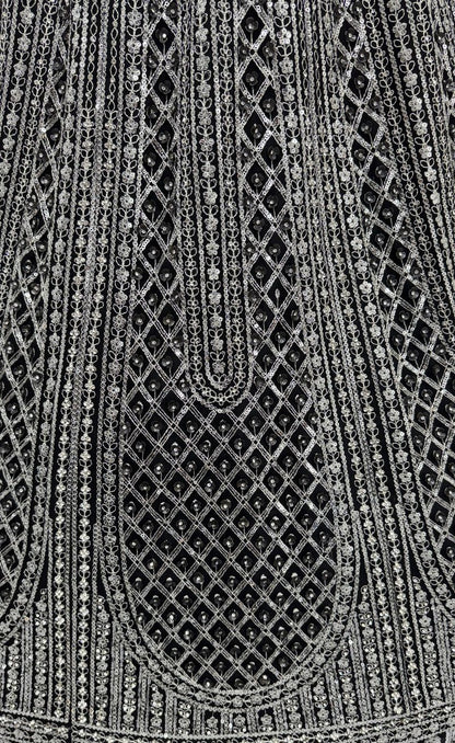 Black Pure Soft Net Heavy Embroidery Work Bridal Lehenga